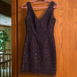 BCBG MaxAzria navy/silver gorgeous v-neck dress